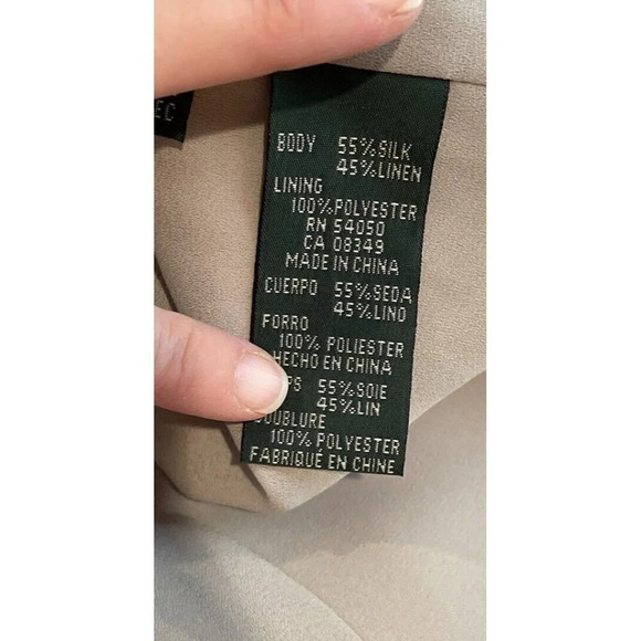 Ralph Lauren LRL Size 8 Tan Beige‎ Linen Silk 3 Button Hidden Jacket Pockets - Picture 10 of 11